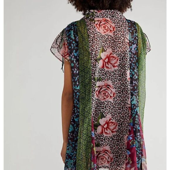 New with tag Free People NWT Size XS Toni Printed Mini/ Tunic mini dress - Picture 5 of 11